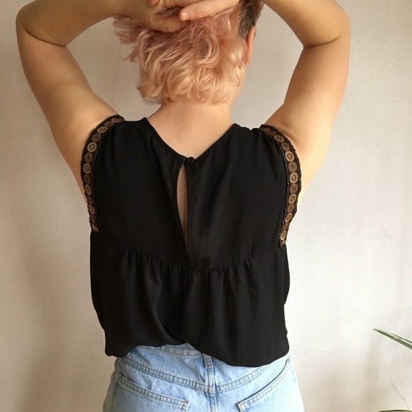 SOLD Sheer Blouse with Funky Trim - Picture 2 of 7